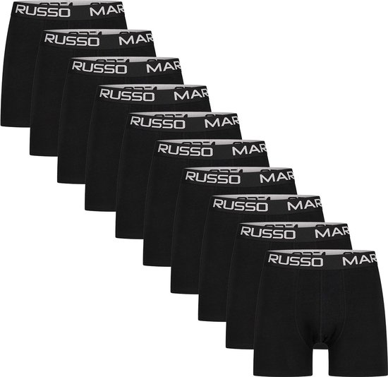 Mario Russo - Lot de 10 boxers - Noir - XL - Boxer moderne - Coton