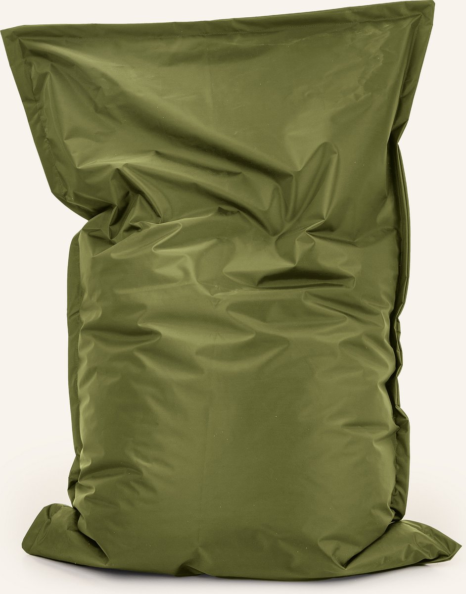 Drop & Sit - zitzak/zitkussen - robuust nylon - olijfgroen - 100 X 150 cm - voor binnen en buiten - verkrijgbaar in verschillende kleuren