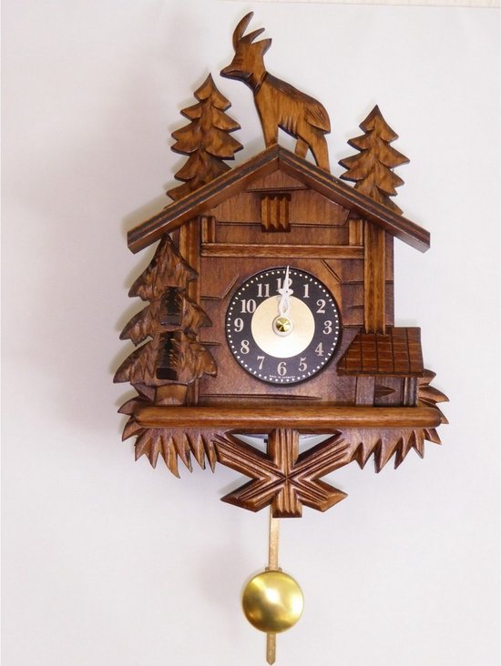Zwarte Woud koekoeksklok, Houten Coo Coo klok decoratieve wandklok met slinger en chiming functie voor perfecte wandklokken voor huis woonkamer decor (Chalet Zwarte Woud koekoeksklok, Houten Coo Coo klok decoratieve wandklok met slinger en chiming functie voor perfecte wandklokken voor huis woonkamer decor (Chalet