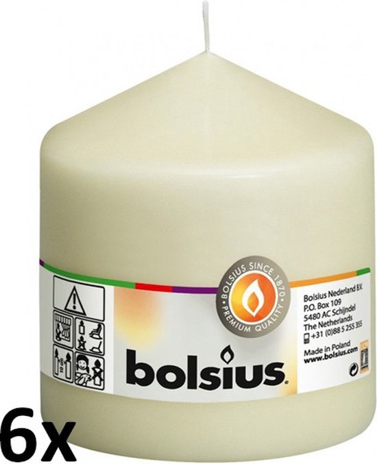 Bolsius - Stompkaarsen 10/10 - Ivoor - 6 stuks