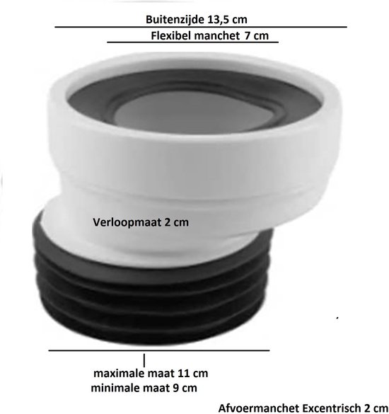 Foto: Aloni toilet afvoermanchet excentrisch 2cm