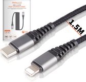 USB C naar 8-PIN Krulsnoer Kabel - Tot 1.5 Meter Uitrekbaar - Uitrekbare Oplader - Geschikt voor Apple Carplay, iPhone - Oplaadkabel