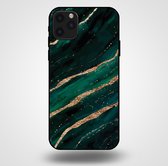 Smartphonica Telefoonhoesje voor iPhone 11 Pro Max met marmer opdruk - TPU backcover case marble design - Groen Goud / Back Cover geschikt voor Apple iPhone 11 Pro Max