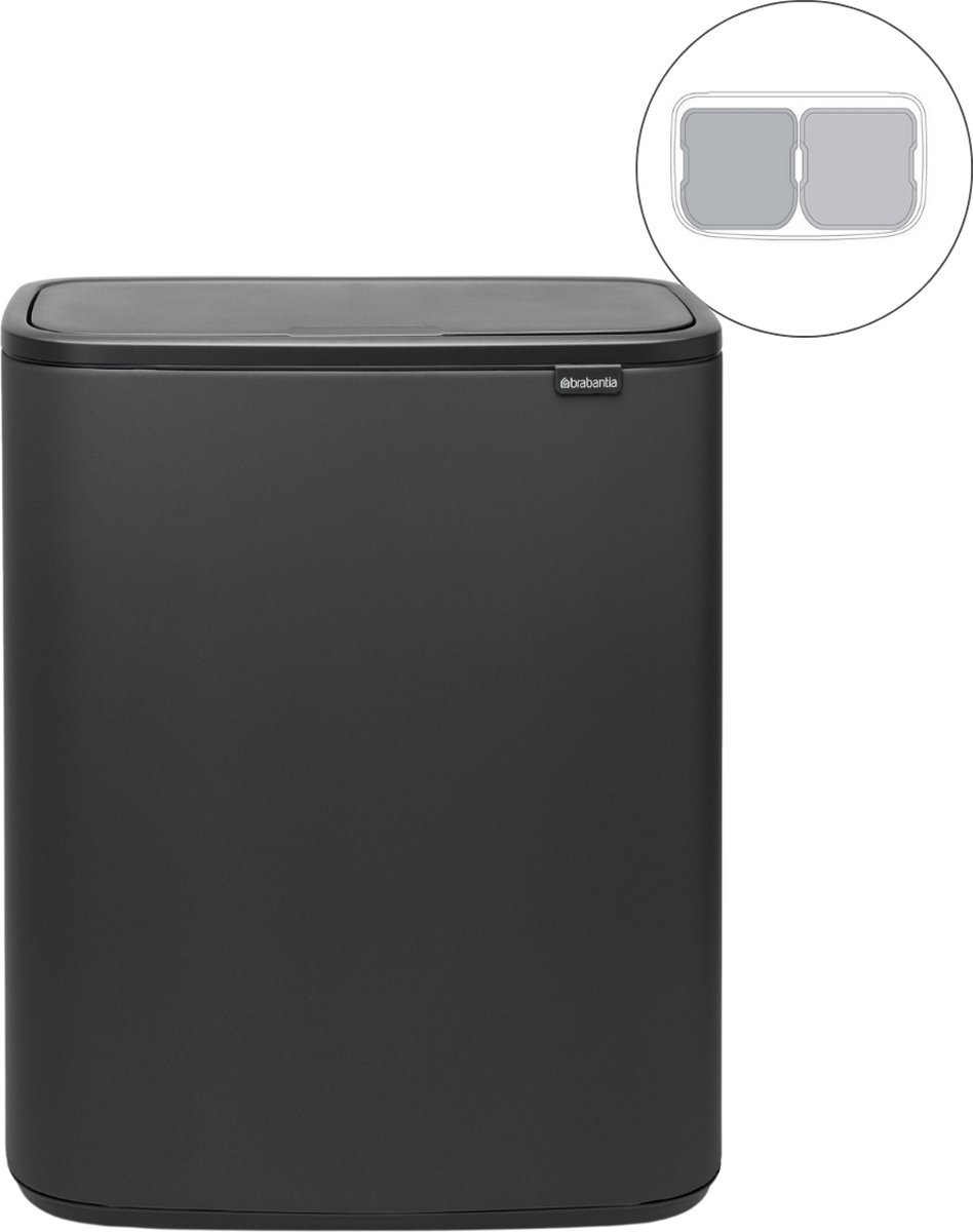 Goedkoopste Brabantia Bo Touch Bin Prullenbak - 2 x 30 liter - Mineral Infinite Grey