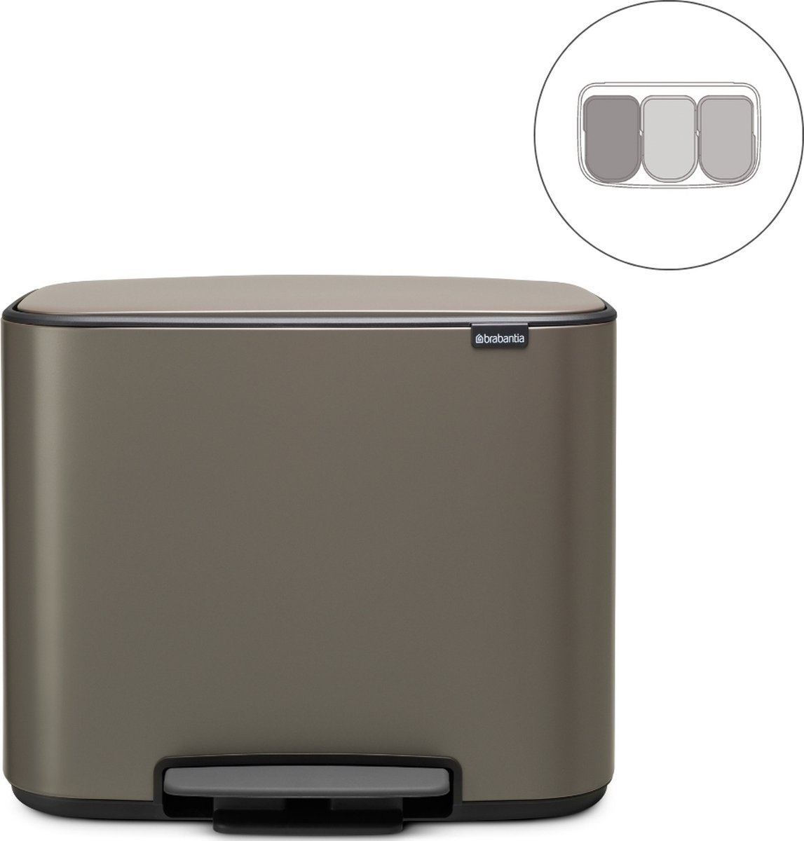 Goedkoopste Brabantia Bo Prullenbak - 3 x 11 liter - Afvalscheiding - Platinum