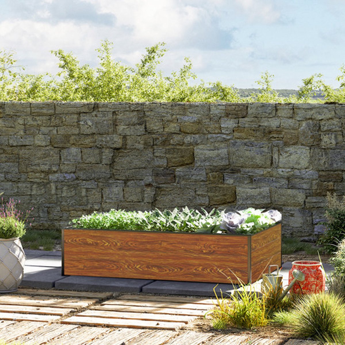 GFP 150 x 99 x 39 cm Moestuinbak Halfsize Laklaag met houtoptiek