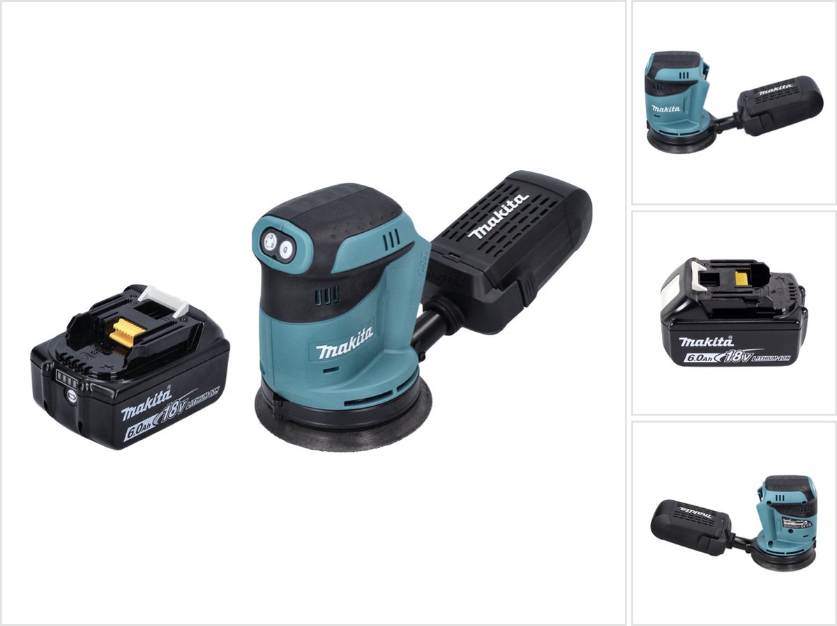 Makita DBO 180 G1 accu excentrische schuurmachine 18 V 125 mm + 1x accu 6,0 Ah - zonder oplader