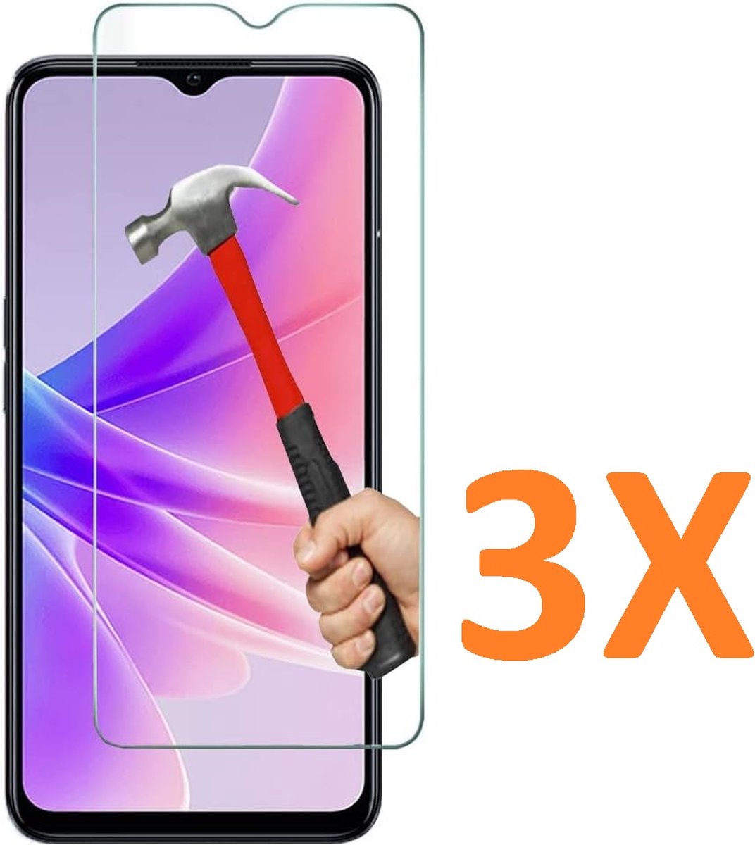 Screenprotector Glas - Tempered Glass Screen Protector Geschikt voor: Oppo A57 / A57s - 3x