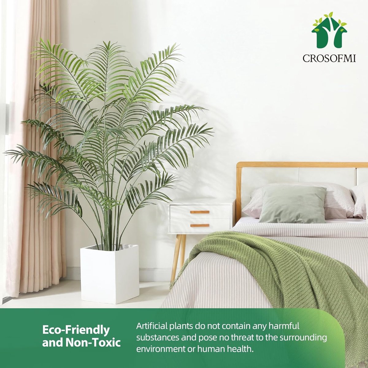 Kunstpalm 150 cm - grote kunstplant - perfecte decoratie - 1 stuk - groen - kunststof
