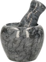 Vijzel met stamper - zwart - keramiek - D9 cm - marmer look - zware kwaliteit - keuken artikelen