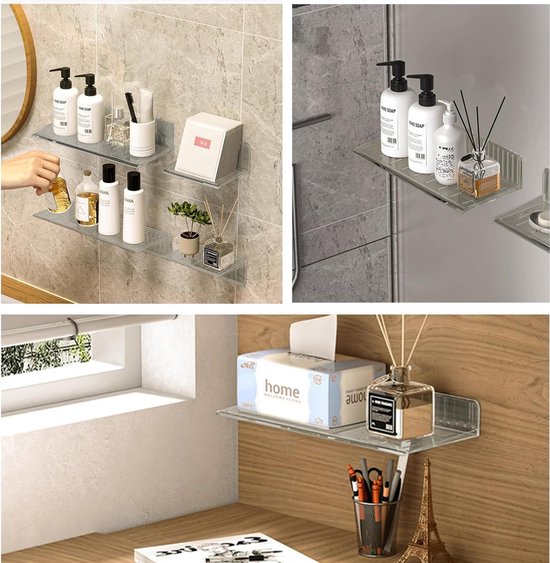 3-delige houten wandplank aan de muur gemonteerde organisator wanddeco