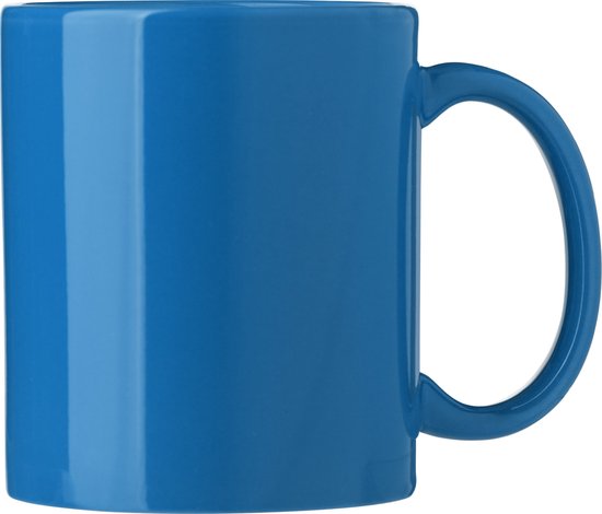 Bellatio Design Koffie mokken/bekers Nantes - 1x - keramiek - met oor - kobalt blauw - 300 ml