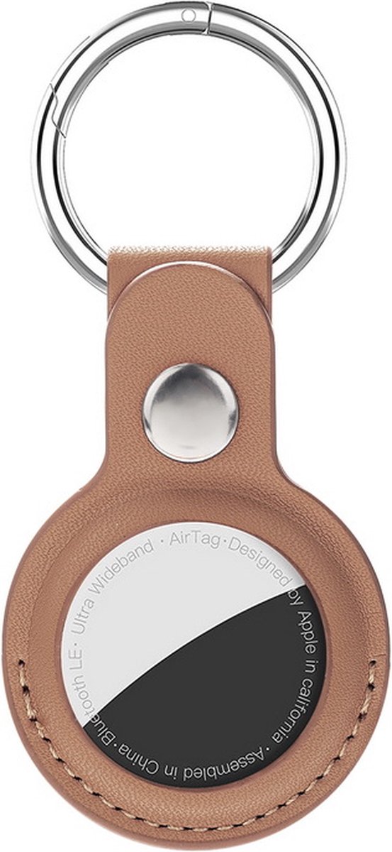Hoesje voor de Apple AirTag Sleutelhanger in het Bruin - Leer - AirTag- Olaf - Bruin – Sleutelhanger