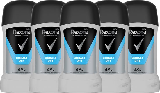 Rexona Men Motion Sense Cobalt Dry Deodorant - 5 x 50 g - Deo Stick Mannen - Deodorant Man Voordeelverpakking