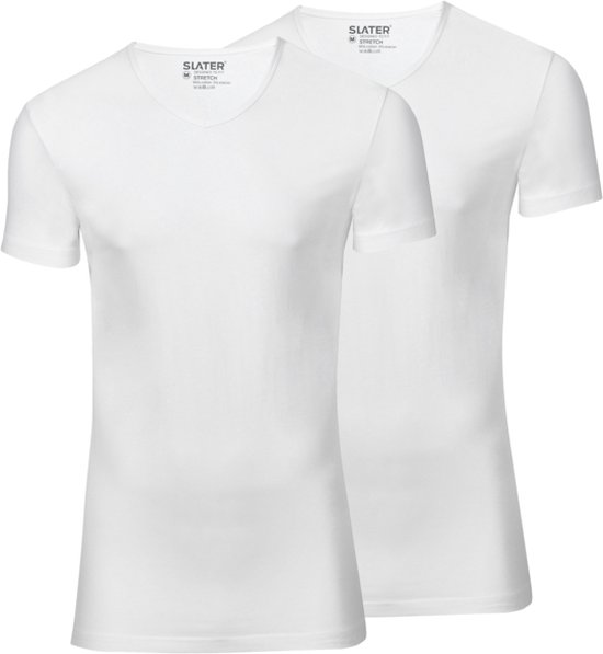 Slater 6900 Stretch 2-pack extra lang T-shirt V-hals korte mouw