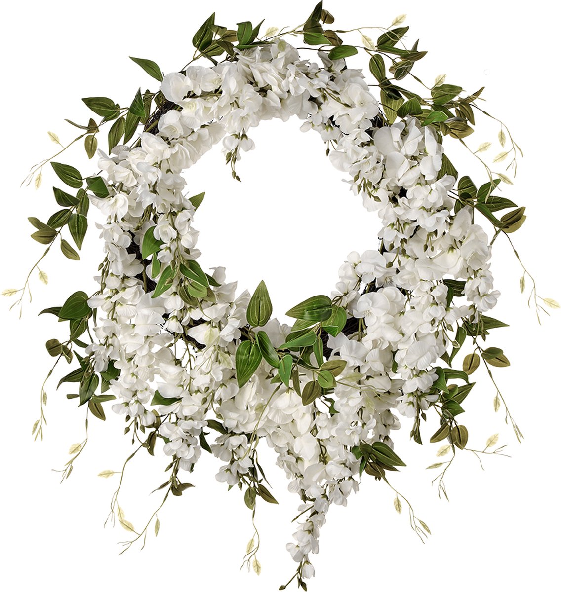 Viv! Home Luxuries Krans Bloemen - Wisteria - wit groen - Ø56cm