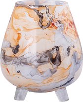 PTMD Windlicht Jamillia - 17x17x19 cm - Glas - Oranje