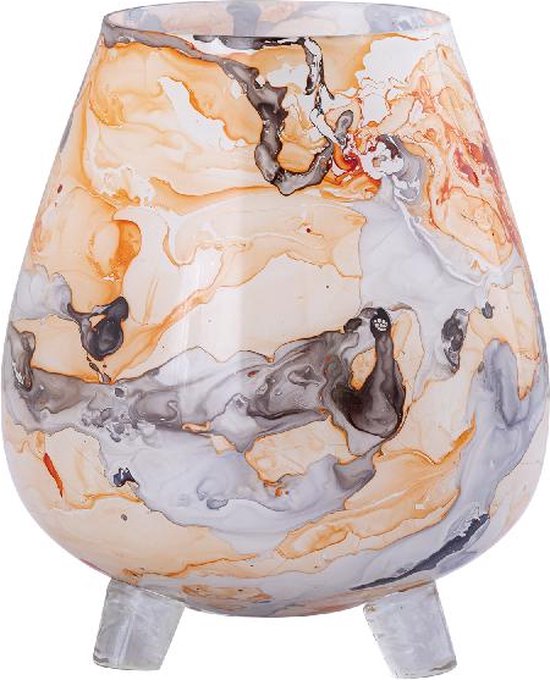 PTMD Lanterne Jamillia - 17x17x19 cm - Glas - Oranje