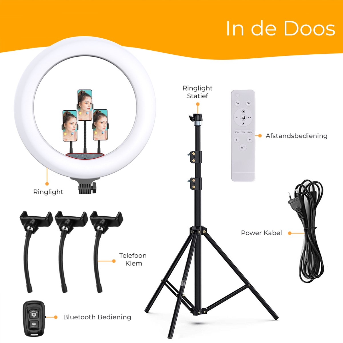 Studio Ringlamp 18 inch - Statief & Afstandsbediening thumbnail 2