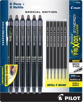 Pilot Frixion - Synergy Clicker Erasable Extra Fine Pens 6 stuks - met 6 navullingen - zwart - FRX18250