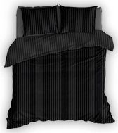 Premium hotellinnen katoen/satijn dekbedovertrek zwart - 240x200/220 (lits-jumeaux) - luxe uitstraling - subtiele glans - excellente kwaliteit