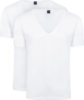 Suitable - Vitaru T-Shirt Diepe V-hals Wit 2-Pack - Heren - Maat L - Slim-fit