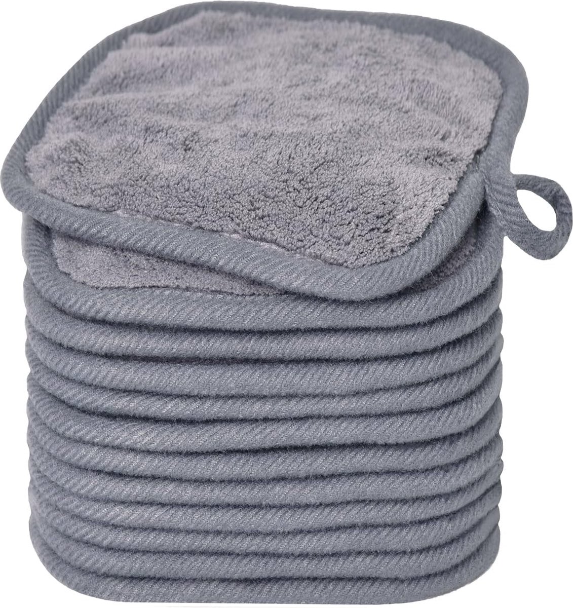 Make-up Remover Doeken voor gezicht, oog, lippen - herbruikbare make-up remover pads zachte microfiber gezichtsreinigingsdoeken 5 x 5 inch 12 Pack (grijs)