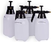 Complete Set van 4 Handige Druksproeiers 1,5 Liter - Tuinwatersproeiers en Onkruidverdelgers - Wit & Zwart Plastic - 31cm x 11cm - Bar 2-2,5