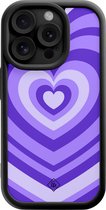 Casimoda® hoesje - Geschikt voor iPhone 14 Pro - Hart Swirl Paars - Effen telefoonhoesje met lensbescherming - TPU - Backcover - Paars