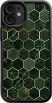 Casimoda® hoesje - Geschikt voor iPhone 12 - Kubus Groen - Effen telefoonhoesje met lensbescherming - TPU - Backcover - Groen
