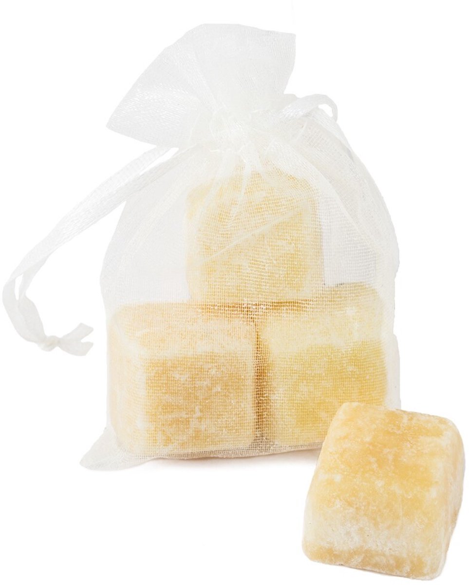 Organza zakje met 3x mini amberblokje white musk - leg de amberblokjes in een schaaltje of laat ze smelten in een geurbrander