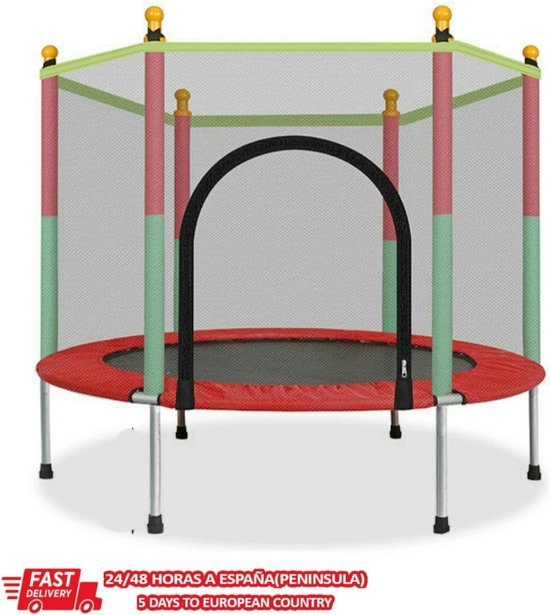 KINDERTRAMPOLINE - MET SPRINGRUIMTE - BESCHERMNET - DEUR - RITSSLUITING - 140 CM - MAXIMALE BELASTING 100 KG