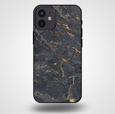Smartphonica Phone Case pour iPhone 12 Mini avec imprimé marbre - Coque arrière en TPU design marbre - Goud Or / Back Cover adapté pour Apple iPhone 12 Mini
