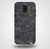 Smartphonica Telefoonhoesje voor Samsung Galaxy A6 2018 met marmer opdruk - TPU backcover case marble design - Goud Grijs / Back Cover geschikt voor Samsung Galaxy A6 2018