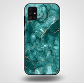 Smartphonica Telefoonhoesje voor Samsung Galaxy A51 met marmer opdruk - TPU backcover case marble design - Goud Groen / Back Cover geschikt voor Samsung Galaxy A51