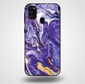 Smartphonica Telefoonhoesje voor Samsung Galaxy M31 met marmer opdruk - TPU backcover case marble design - Goud Paars / Back Cover geschikt voor Samsung Galaxy M31