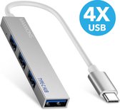 USB-C Type C vers 4x USB 2.0 Splitter / Convertisseur / Adaptateur / Hub/ Dock - Aluminium - Argent