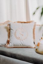 Embroidered pillow / personalised pillow / monogram pillow / decorative cushion 40x 40 beige velvet letter S