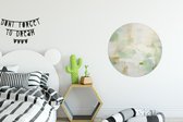 WallCircle - Muurstickers - Behangcirkel - Abstract - Kunst - Wit - Groen - Modern - 50x50 cm - Muurcirkel - Zelfklevend - Ronde Behangsticker