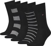 Tommy Hilfiger men giftbox stripes (5-pack) - herensokken katoen - gestreept en uni - zwart - Maat: 39-42