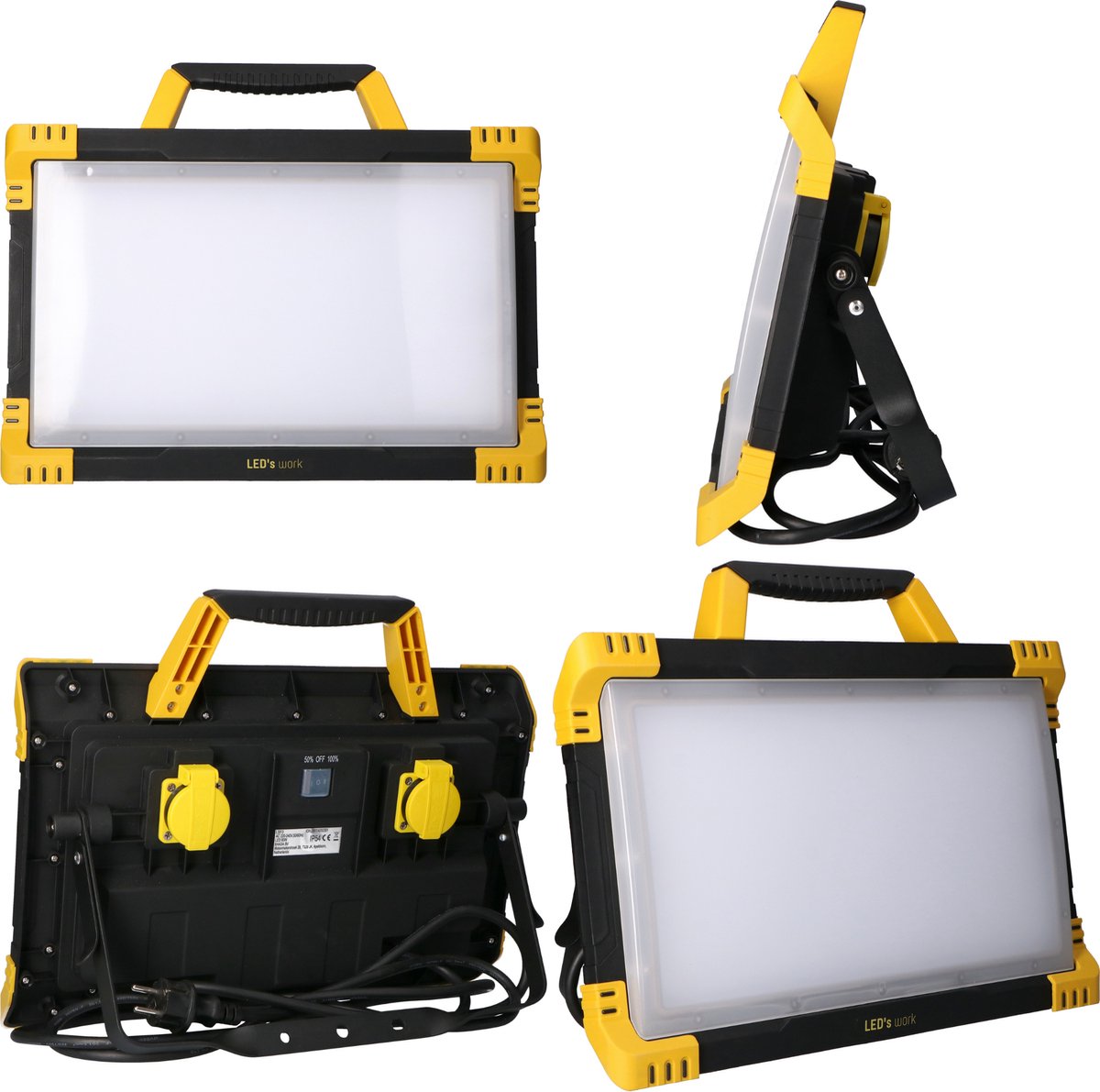 LED's Work Bouwlamp 9200 - 2 extra stopcontacten - 5 meter snoer - IP54 water- en stofbestendig - Bouwlampen - Bouw lamp