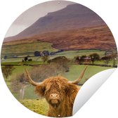Tuincirkel Schotse Hooglander - Berg - Herfst - 150x150 cm - Ronde Tuinposter - Buiten