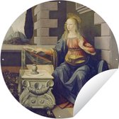 Tuincirkel The Annunciation - Leonardo da Vinci - 60x60 cm - Ronde Tuinposter - Buiten