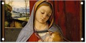 Tuinposter Madonna and child - Leonardo da Vinci - 60x30 cm - Tuindoek - Buitenposter