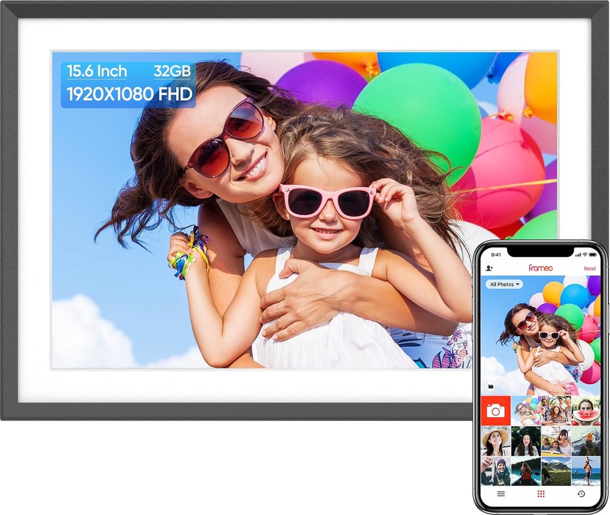 Digitale Fotolijst 10 inch - 1920x1080 Touchscreen Elektronisch - Haarscherp Display - Intuïtieve Bediening - Diavoorstelling - Brede Bestandscompatibiliteit - Ingebouwde Luidsprekers