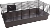 Flamingo Kooi Mobi Grijs-Zwart – L | 117.5cm L x 58cm B x 42.5cm H, Geschikt voor Cavia's en Dwergkonijnen, Met Hooiruif, 2 Deuren en Stevige Constructie