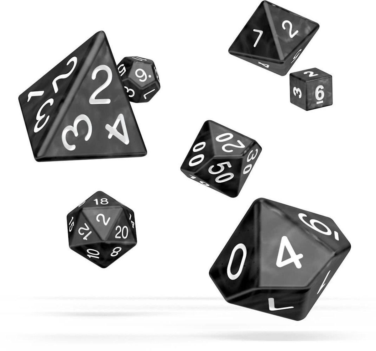 Dobbelstenen RPG Set Marmer Zwart (7)