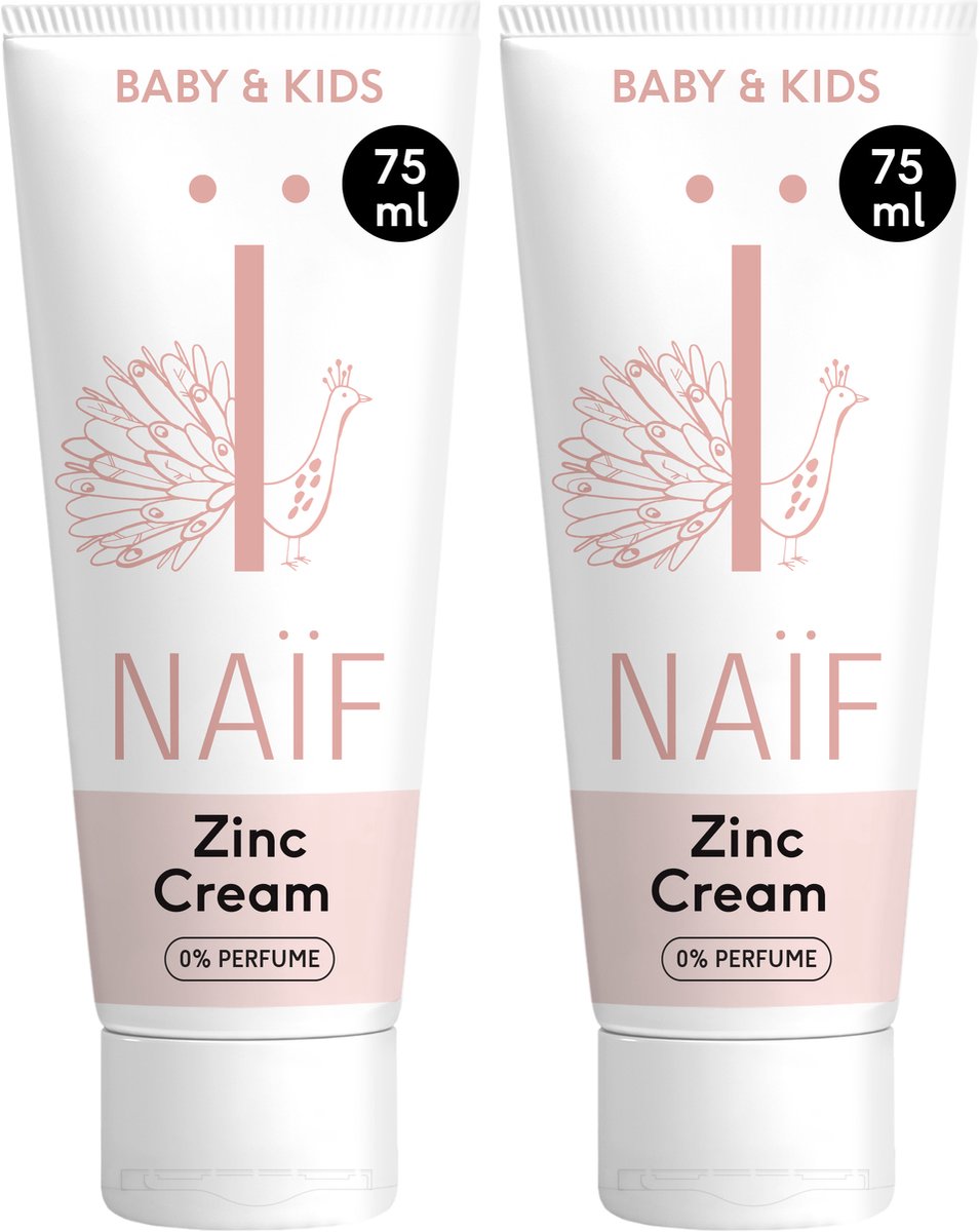 Goedkoopste Naïf - Zink Crème Voordeelset - helpt bij luieruitslag - Baby's & Kinderen - 0 Parfum - met ingrediënten van natuurlijke oorsprong - 2x75ml
