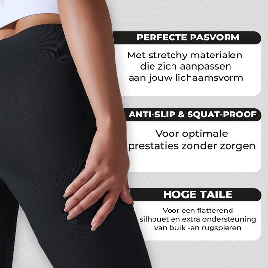 UNA - Sportlegging dames - Sportkleding dames - Sportbroek dames - Yoga Kleding Dames - Squat proof - High waist - Shapewear - Zwart Maat M - UNA