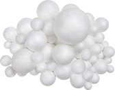 Belle Vous 88 Pak Witte Polystyrene Schuim Hobby Ballen in 6 maten – Schuimstukken Voor DIY kunst, Feest en Kerst Decoratie, Projecten en Huishouden